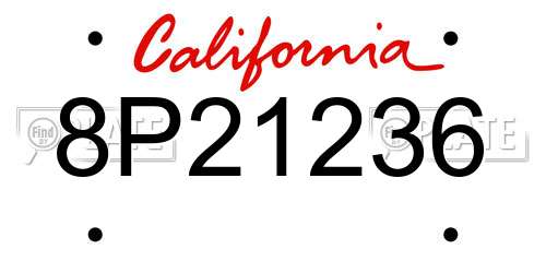 8P21236 California License Plate
