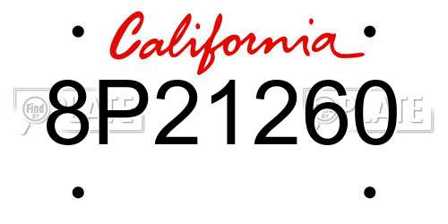 8P21260 California License Plate