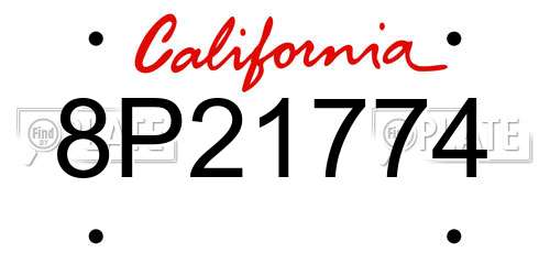 8P21774 California License Plate