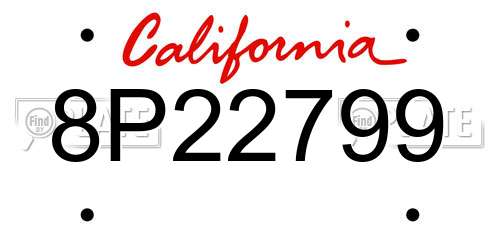 8P22799 California License Plate