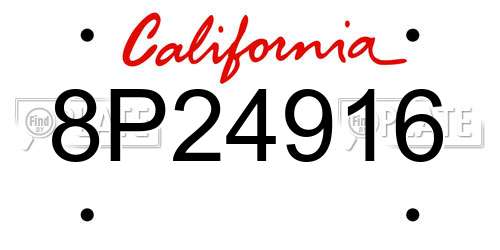 8P24916 California License Plate