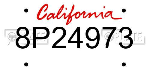 8P24973 California License Plate