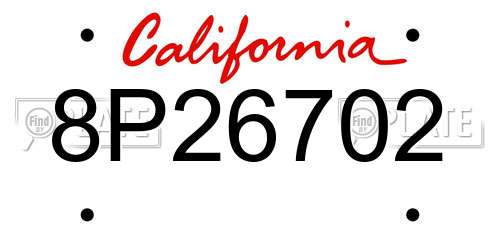 8P26702 California License Plate