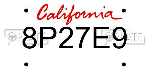 8P27E9 California License Plate