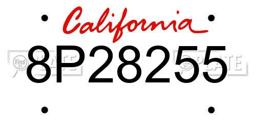 8P28255 California License Plate