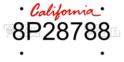 8P28788 California License Plate