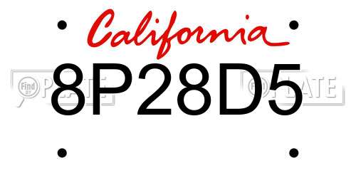 8P28D5 California License Plate