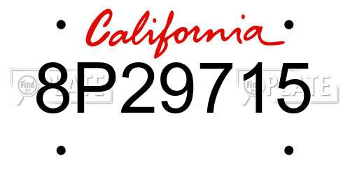 8P29715 California License Plate