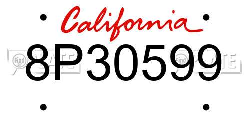 8P30599 California License Plate
