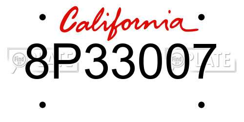 8P33007 California License Plate