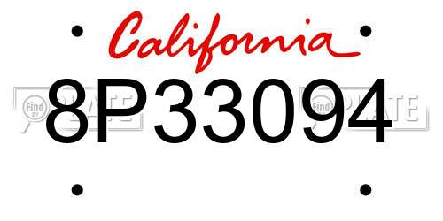8P33094 California License Plate