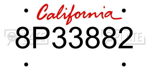 8P33882 California License Plate