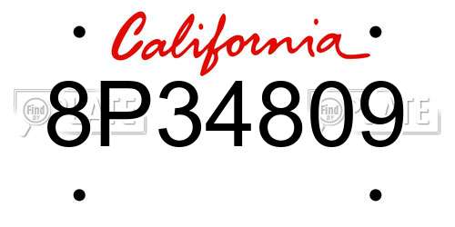 8P34809 California License Plate