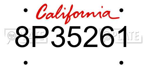 8P35261 California License Plate