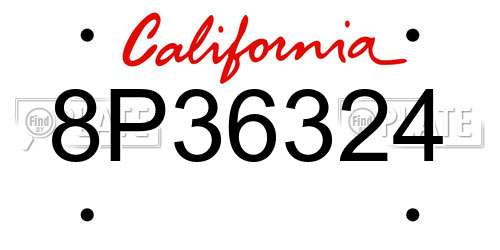 8P36324 California License Plate