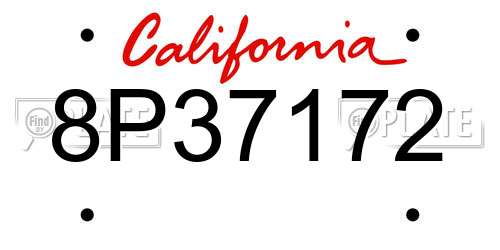 8P37172 California License Plate
