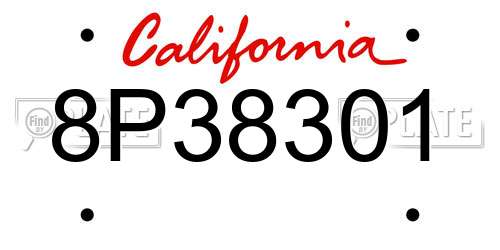 8P38301 California License Plate
