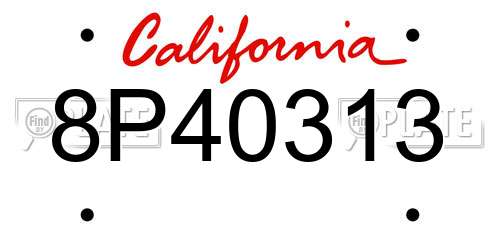 8P40313 California License Plate