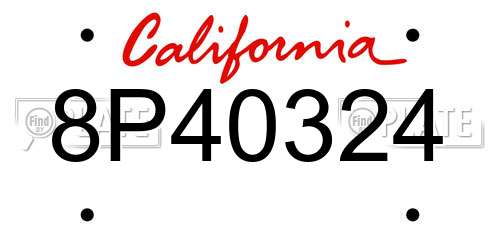 8P40324 California License Plate