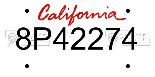 8P42274 California License Plate