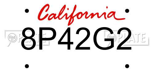 8P42G2 California License Plate