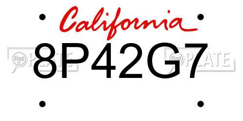 8P42G7 California License Plate