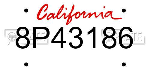 8P43186 California License Plate