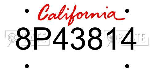 8P43814 California License Plate