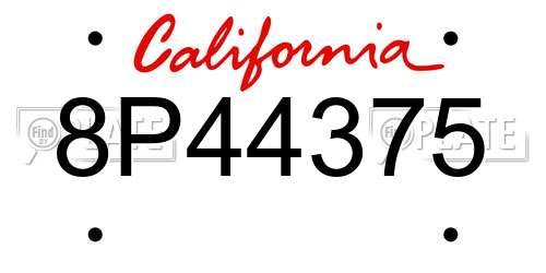 8P44375 California License Plate