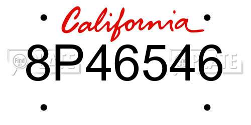 8P46546 California License Plate
