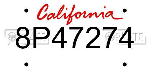 8P47274 California License Plate