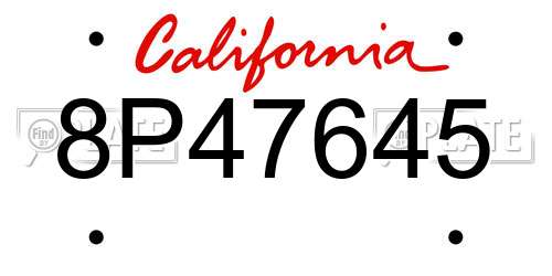 8P47645 California License Plate