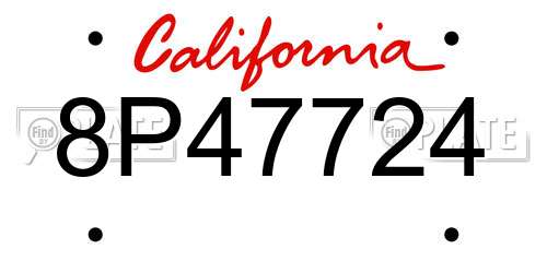 8P47724 California License Plate