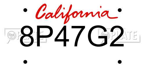 8P47G2 California License Plate