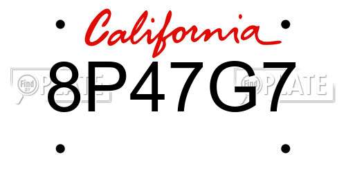 8P47G7 California License Plate