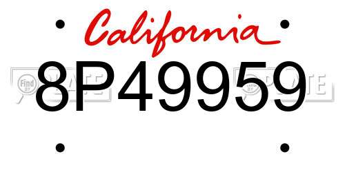 8P49959 California License Plate