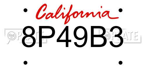 8P49B3 California License Plate