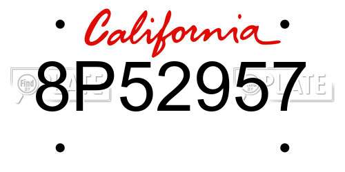 8P52957 California License Plate