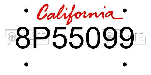 8P55099 California License Plate