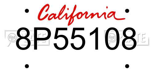 8P55108 California License Plate