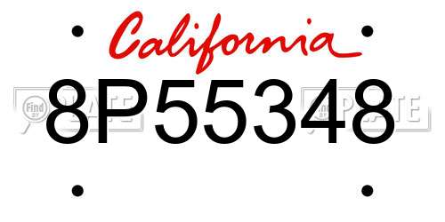 8P55348 California License Plate