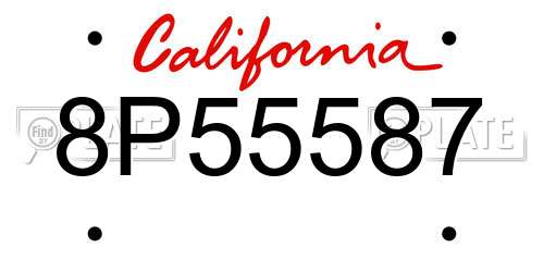 8P55587 California License Plate