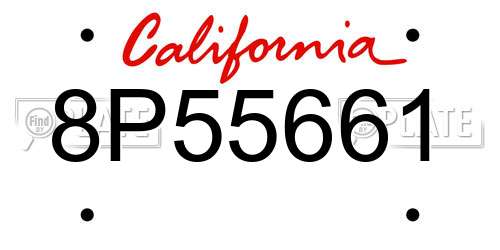 8P55661 California License Plate