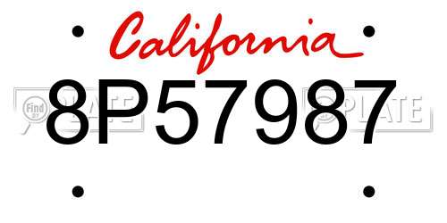 8P57987 California License Plate