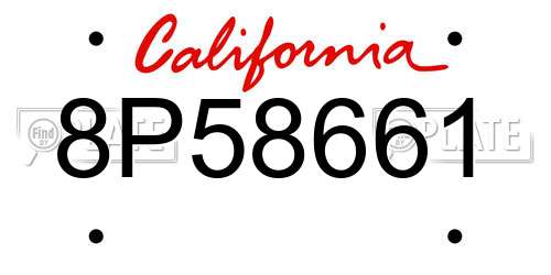 8P58661 California License Plate
