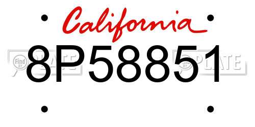8P58851 California License Plate