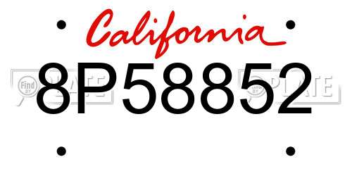 8P58852 California License Plate