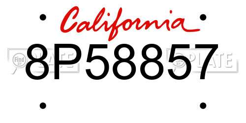 8P58857 California License Plate