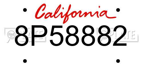 8P58882 California License Plate