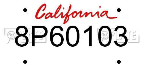 8P60103 California License Plate